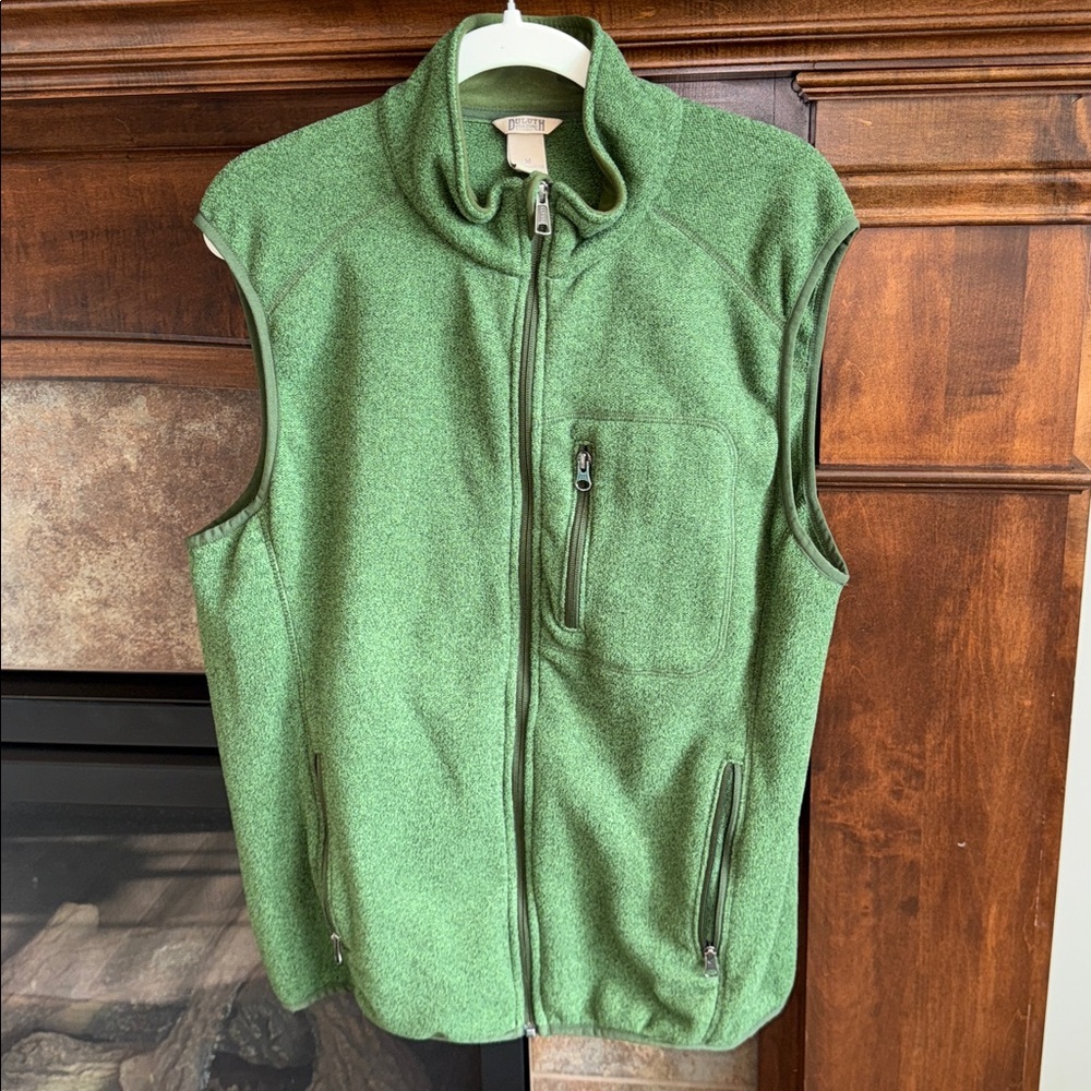 Duluth Trading Co green casual fleece zip up vest size Large